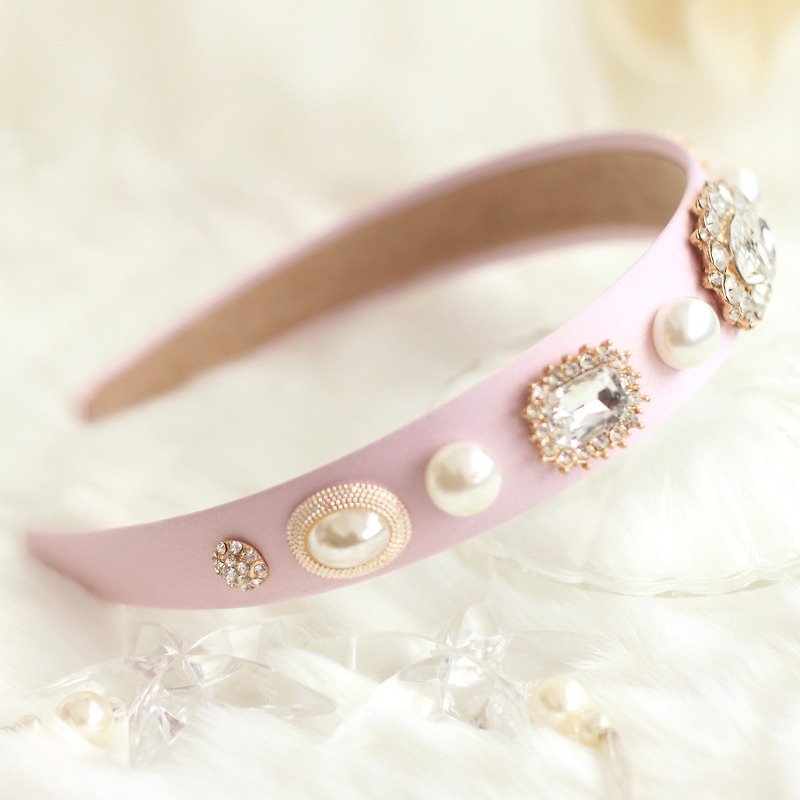Princess Style Accessorized Headband - Hair Accessories - Cotton & Hemp Pink
