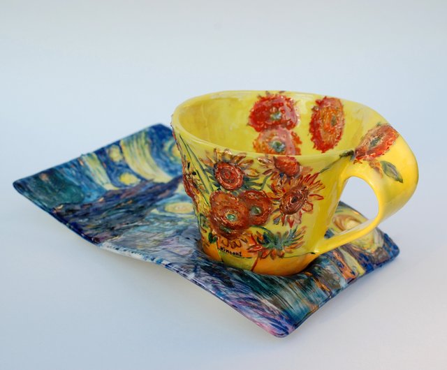 カップ＆ソーサーゴッホ磁器セットひまわりマグカップスター