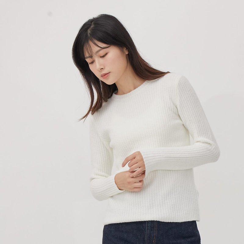 Lola Winter Bacis Pullover Sweater/ White - ニット・セーター - その他の化学繊維 ホワイト