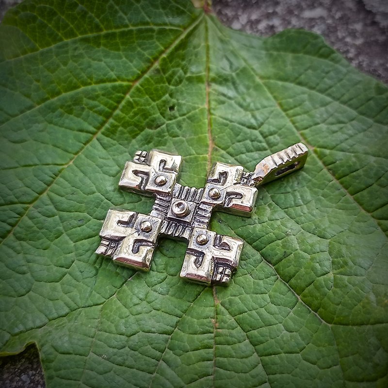 Neusilber necklace pendant from Ukraine,handmade Ukraine jewelry necklace - 項鍊 - 其他金屬 銀色