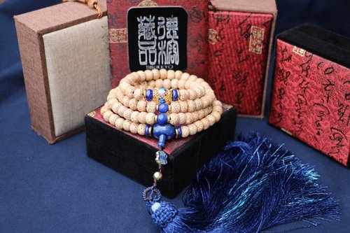 TIBUKKYO德榕藏品 星月菩提子10x8mm桶珠108顆 青金石 菩提子串珠設計 客製化佛珠