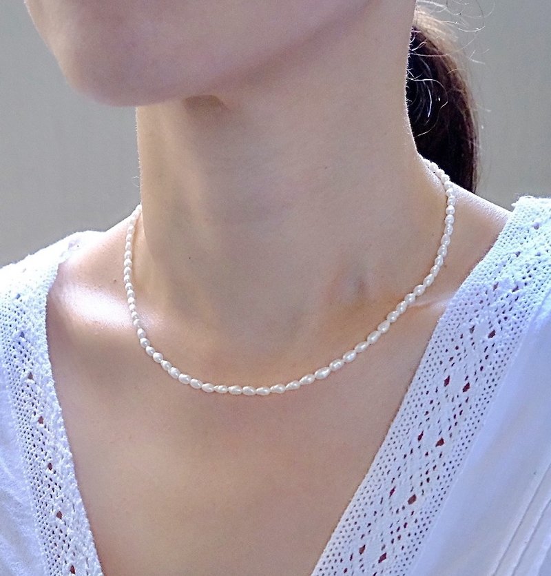 mini drop pearl necklace - Necklaces - Pearl White