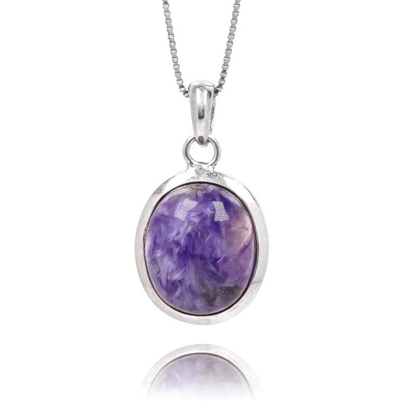 Charoite 2g Moonshine Oval Pendant - สร้อยคอ - เครื่องประดับพลอย หลากหลายสี