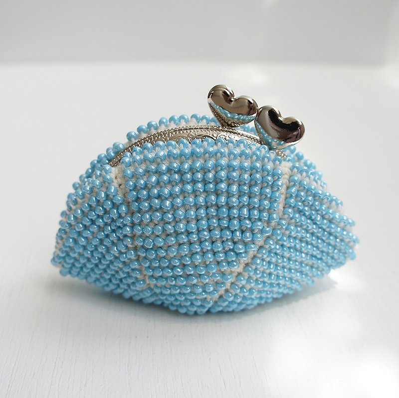 Ba-ba handmade Beads crochet coinpurse No.655 - กระเป๋าใส่เหรียญ - วัสดุอื่นๆ สีน้ำเงิน