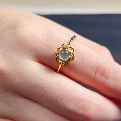 瓔珞珠寶盒 E.L.Jewelry Box 冰玻種翡翠蛋面戒指 925純銀 | 天然緬甸玉A貨翡翠 | 送禮