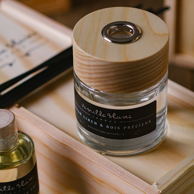 British Handmade Vanilla Blanc Wooden Box Indoor Diffuser Citrus and Cedar 100ml - Fragrances - Essential Oils Multicolor
