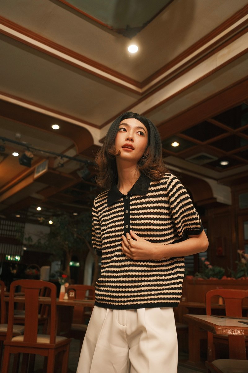 AMU knit polo - made of 100% cotton yarn - 女上衣/長袖上衣 - 聚酯纖維 紅色