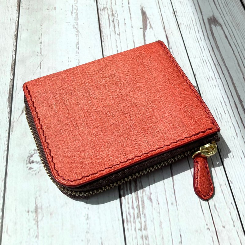 L fastener compact wallet Babele Fragola - 錢包/皮夾/長短夾 - 真皮 紅色