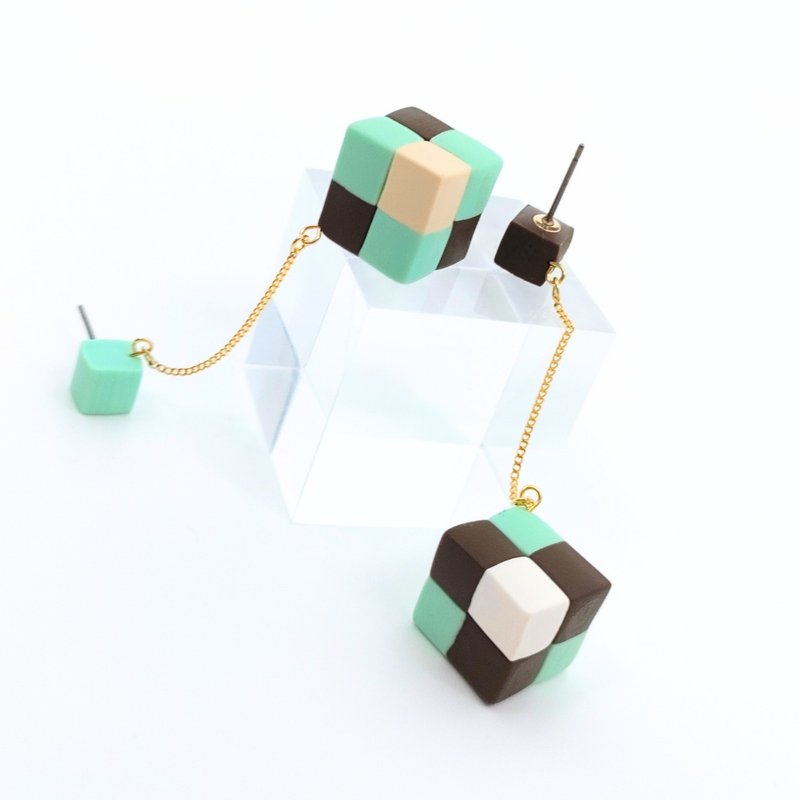 Hakopi – Choco mint, Earrings / Clip-on Earrings - 耳環/耳夾 - 其他材質 多色