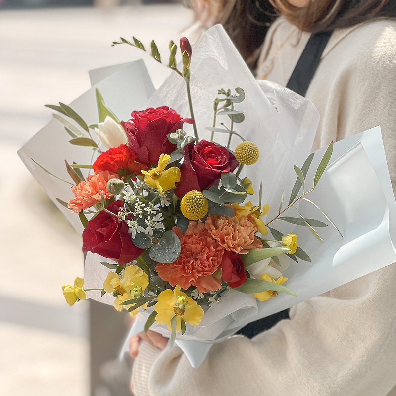 Shuangbei Limited ~ Virtue of Mother's Ritual | Mother's Day Bouquet Birthday Bouquet - จัดดอกไม้/ต้นไม้ - พืช/ดอกไม้ สีแดง