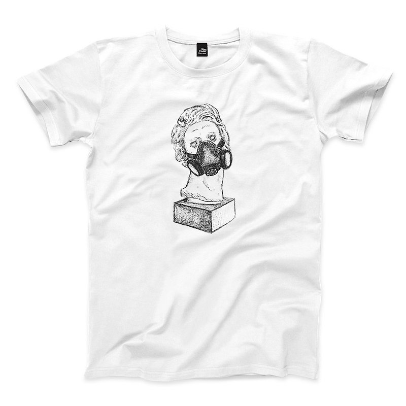 Future Statue-White-Unisex T-shirt - เสื้อยืดผู้ชาย - ผ้าฝ้าย/ผ้าลินิน ขาว