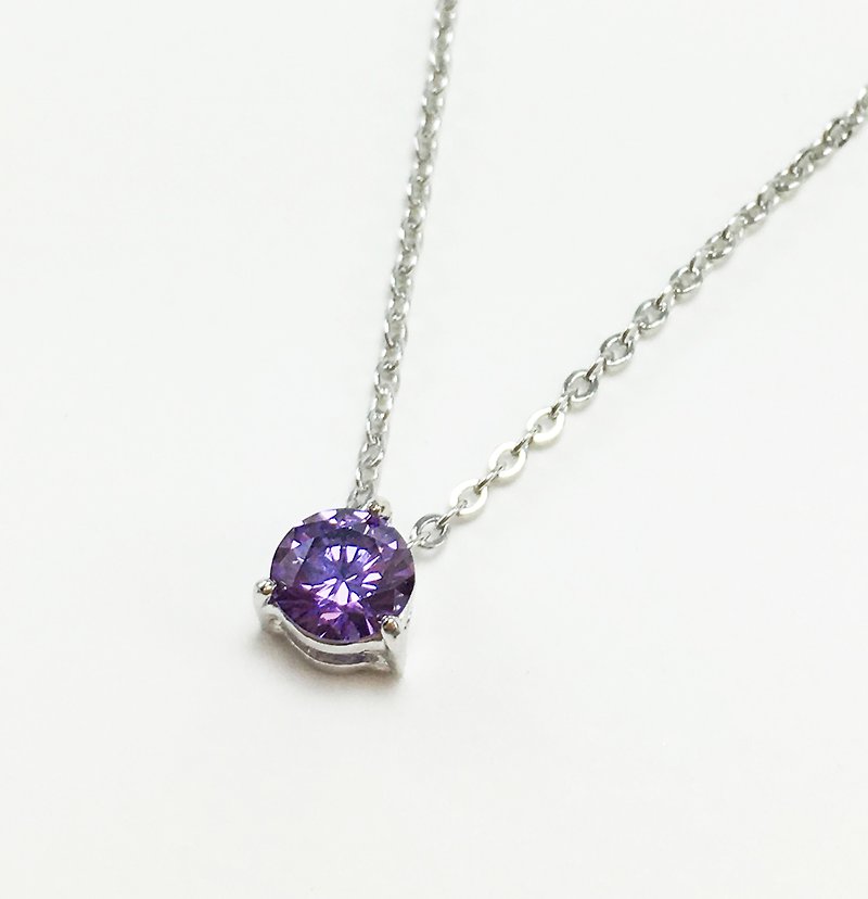 Birthstone Series/February/Amethyst AMETHYST/Necklace/Birthday Gift - Necklaces - Semi-Precious Stones White