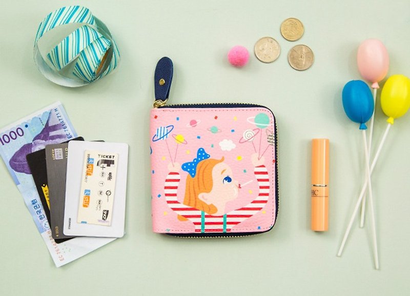 Bentoy x lollipop - box bag / zipper short clip / wallet / clip purse (pink) - Wallets - Genuine Leather 