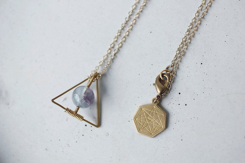 MYTH: trigonometry purple fluorite crystal necklace watercolor rendering - Necklaces - Gemstone Purple