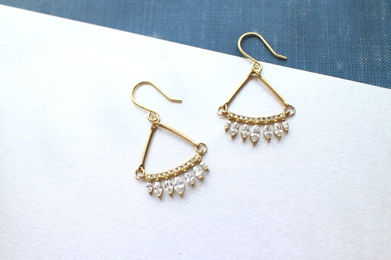 Fireworks- zircon brass earrings - Earrings & Clip-ons - Other Metals Gold