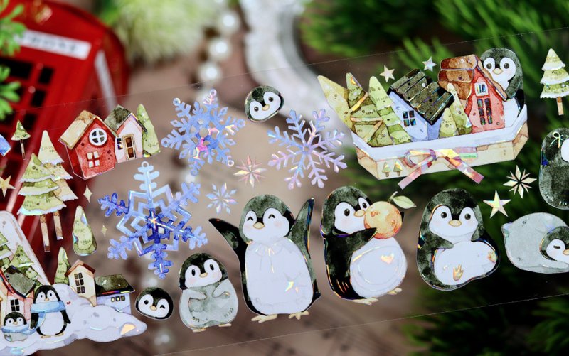 冬雪企願 PET 紙膠帶 貝殼光 10米卷 - 紙膠帶/和紙/PET - 其他材質 多色
