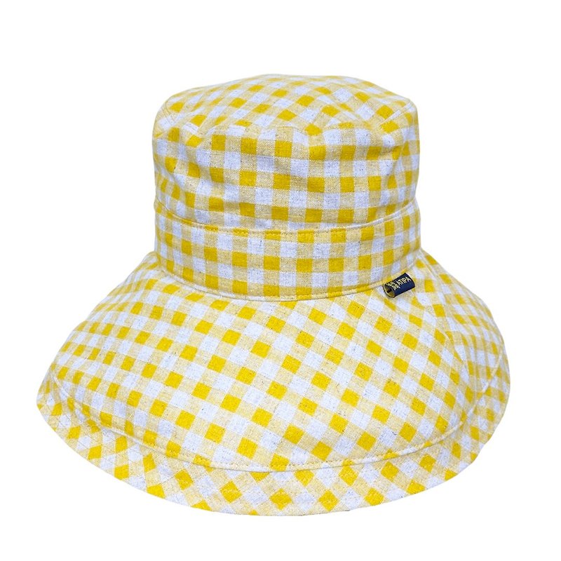 ATIPA Modern Queen Wide Brim Sun Hat (Sun UV Protection) - หมวก - ผ้าฝ้าย/ผ้าลินิน สีเหลือง
