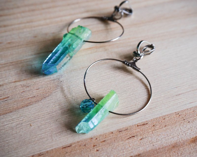 Handmade Glass Earrings - ต่างหู - เครื่องประดับพลอย สีน้ำเงิน