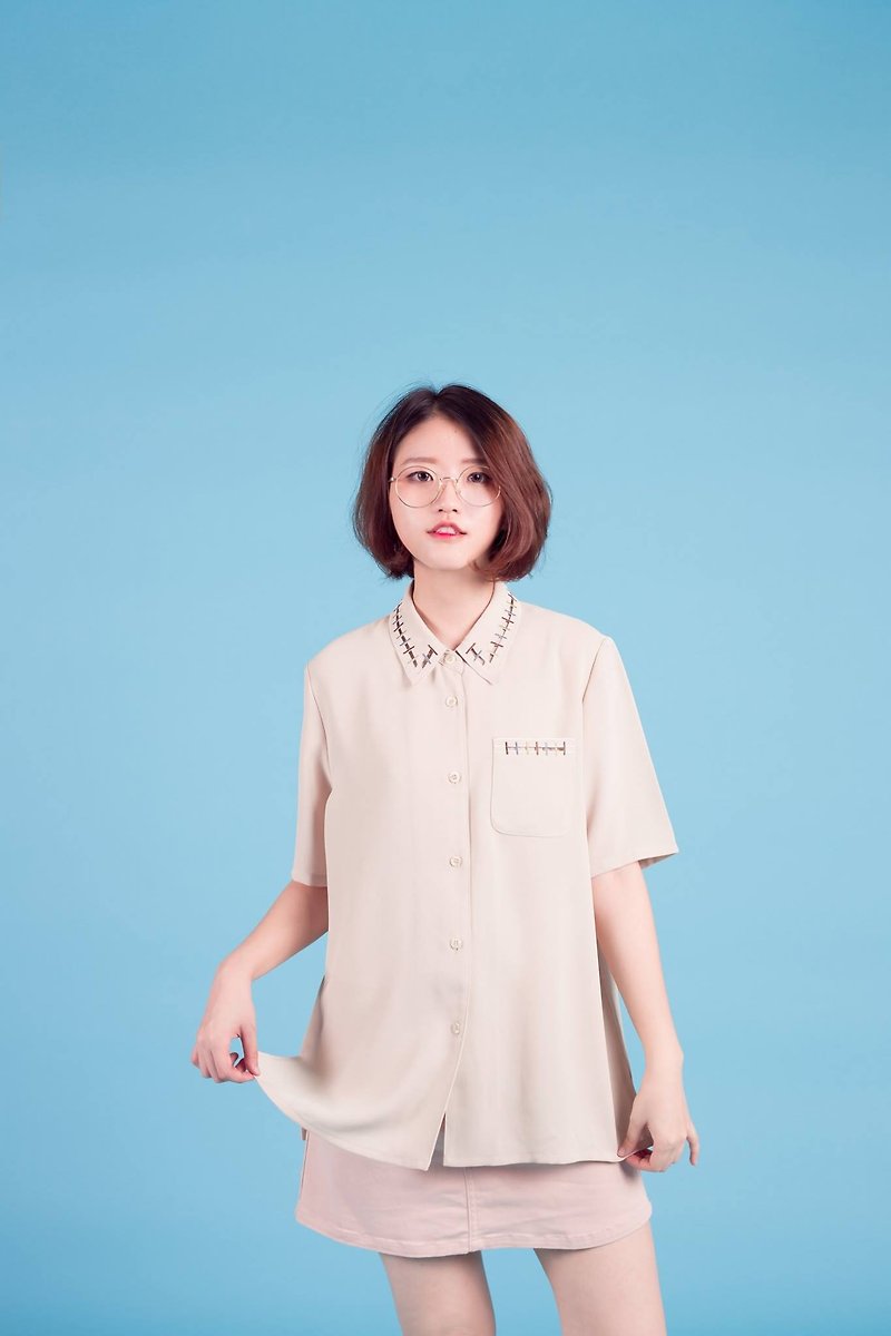 Vintage | nude color pattern through shirt - Women's Shirts - Other Materials Khaki