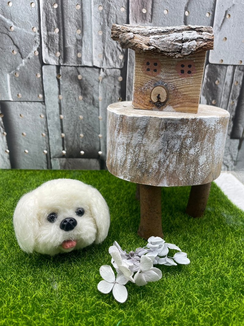 馬爾濟斯  超萌 動物毛線球 羊毛線 純手工 - 鑰匙圈/鑰匙包 - 羊毛 白色