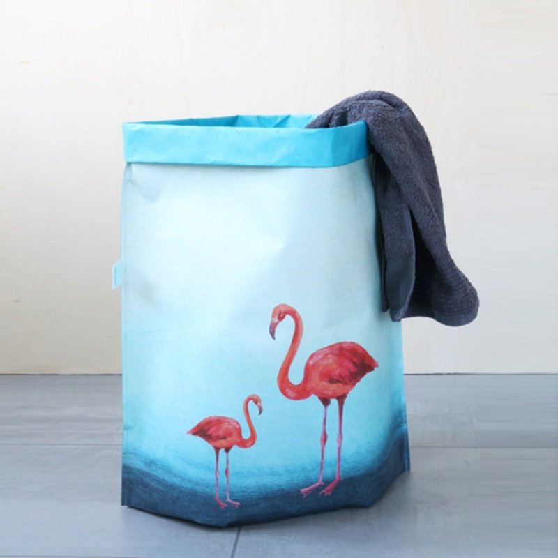 German Paprcuts.de Laundry Basket-Flamingo - กล่องเก็บของ - วัสดุอื่นๆ สีน้ำเงิน