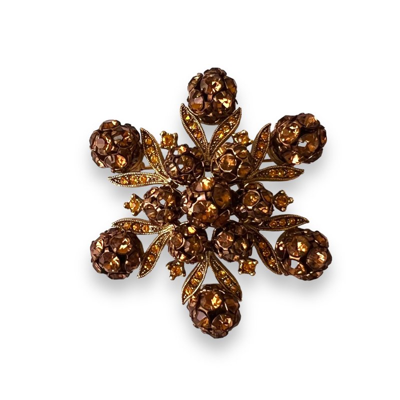 Albert Weiss Vintage Brooch 1960 USA signed weiss cognac brown pin gift idea - 胸針 - 其他金屬 咖啡色