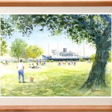 受注制作します 水彩画原画 鎌倉円覚寺参道の紅葉 - ショップ 松下勝明