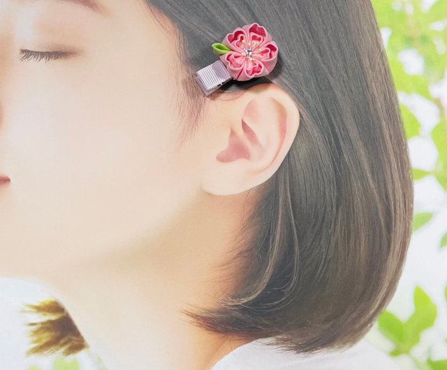 つまみ細工 可愛いピンクの桜のヘアクリップ 桜咲く ヘアクリップ