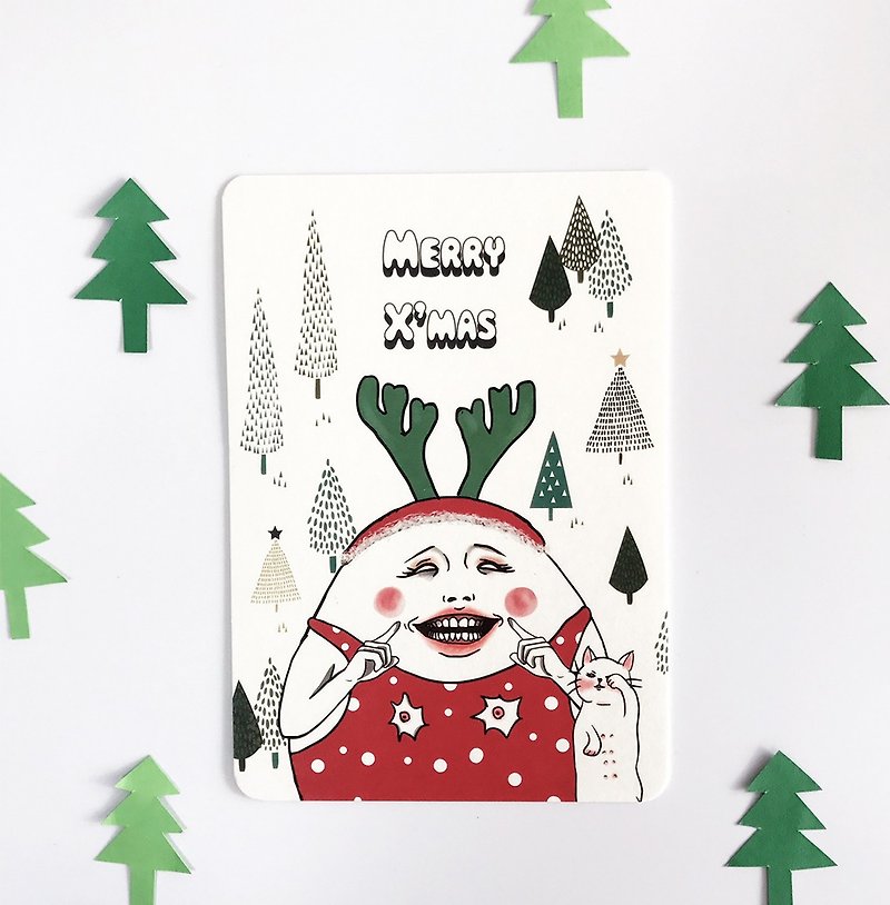 Smiling Christmas postcard - การ์ด/โปสการ์ด - กระดาษ ขาว