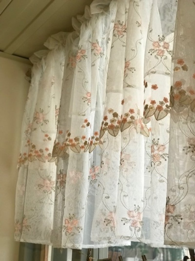 Oretta Lifestyle Groceries-Pink Cherry Blossoms Dancing Double Sheer Curtain - Items for Display - Thread Pink