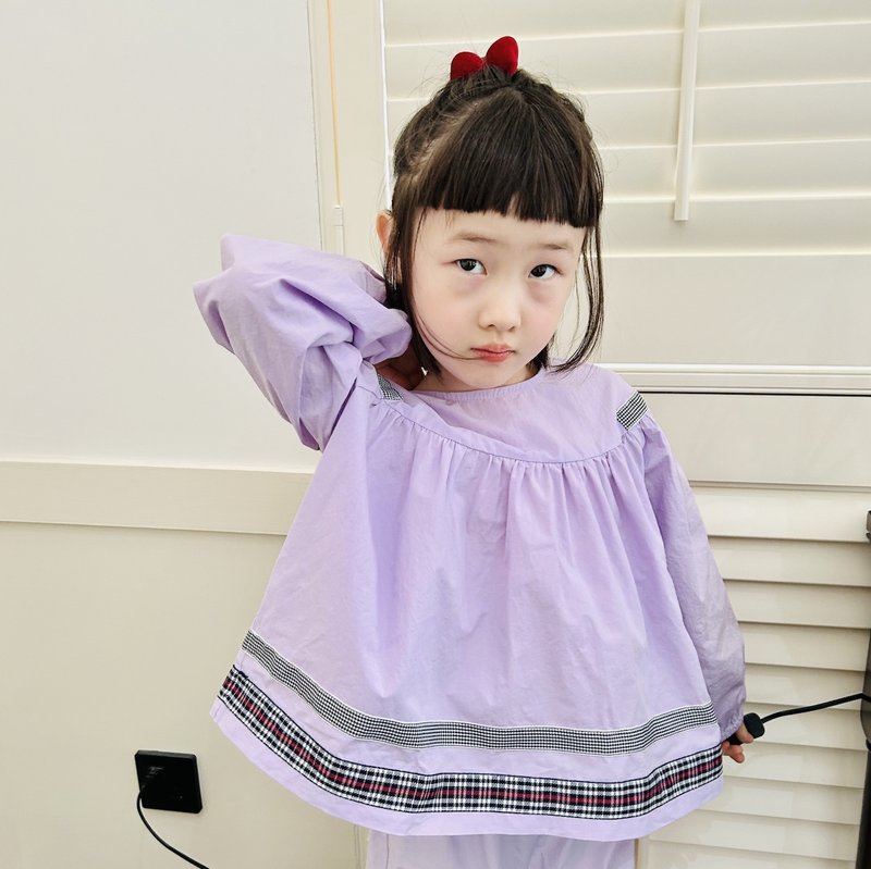 Ethnic style purple doll top/children's clothing - เสื้อยืด - ผ้าฝ้าย/ผ้าลินิน สีม่วง