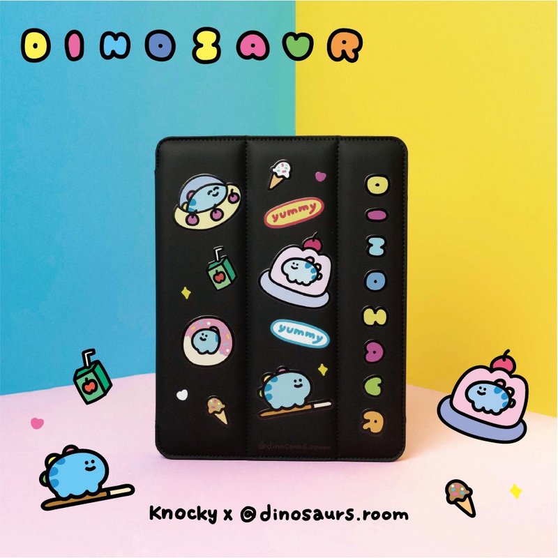 Dinosaur's Room co-branded [Hungry Dinosaur] iPad down protective case - เคสแท็บเล็ต - วัสดุอื่นๆ สีดำ