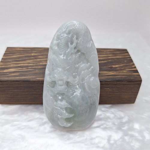 緣圓翡翠 冰潤紫羅蘭烏雞 霸氣龍牌 牌件 | 天然緬甸玉A貨翡翠
