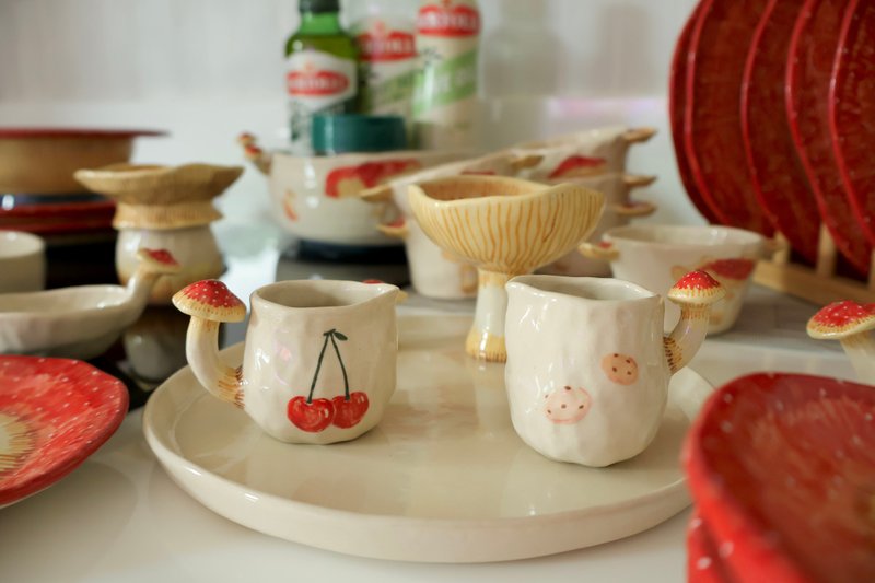 Mushroom Syrup Pitcher - Pottery & Ceramics - Pottery Red