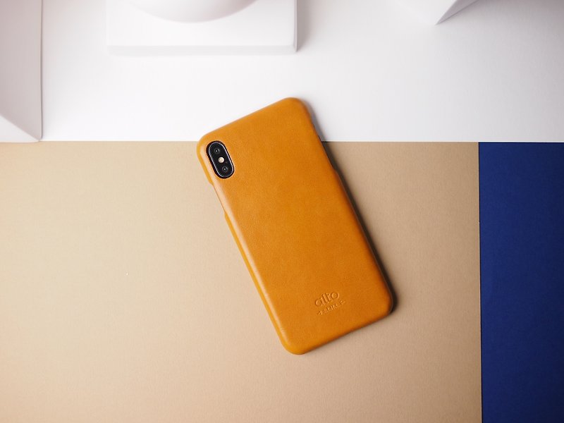 真皮手機殼背蓋iPhone Xs Max 6.5吋 Original-棕-客製化刻字禮物 - 手機殼/手機套 - 真皮 橘色