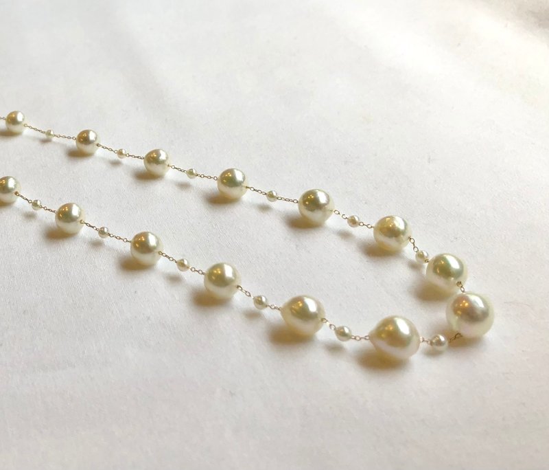 Akoya pearl necklace  70 s.s K18 - 項鍊 - 珍珠 白色