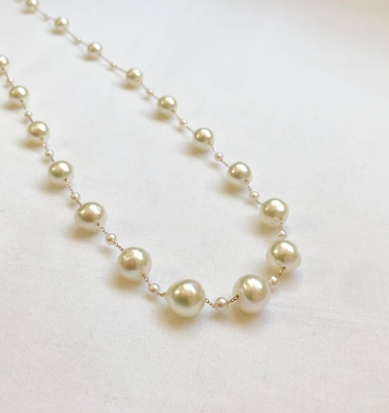 gold 750 Akoya pearl necklace 70 ss - สร้อยคอ - ไข่มุก ขาว