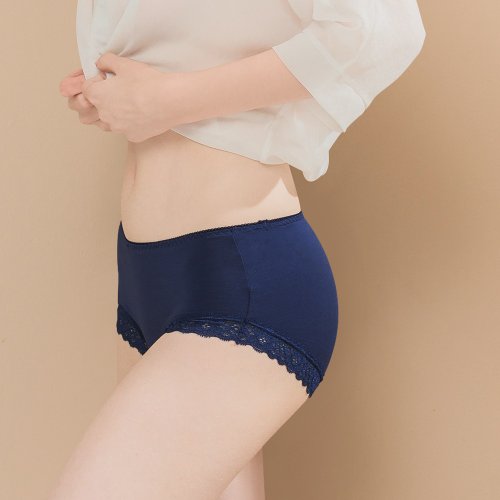 Clany可蘭霓內衣 【Clany 可蘭霓】微性感蕾絲抗敏M-XL內褲(海軍藍 2171-57)