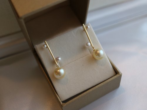 KOKO PEARL JEWELRY 無調色 日本製 天然羽黃金色 akoya珍珠耳環 18k金耳訂 天然珍珠