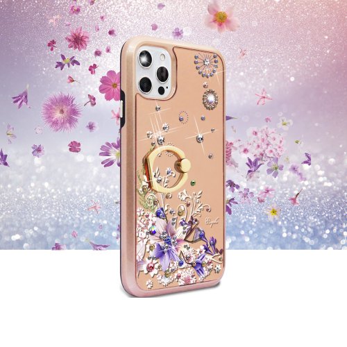 apbs 雅品仕 水晶彩鑽手機殼 iPhone 12 全系列水晶彩鑽全包鏡面指環扣雙料手機殼-秘密花園
