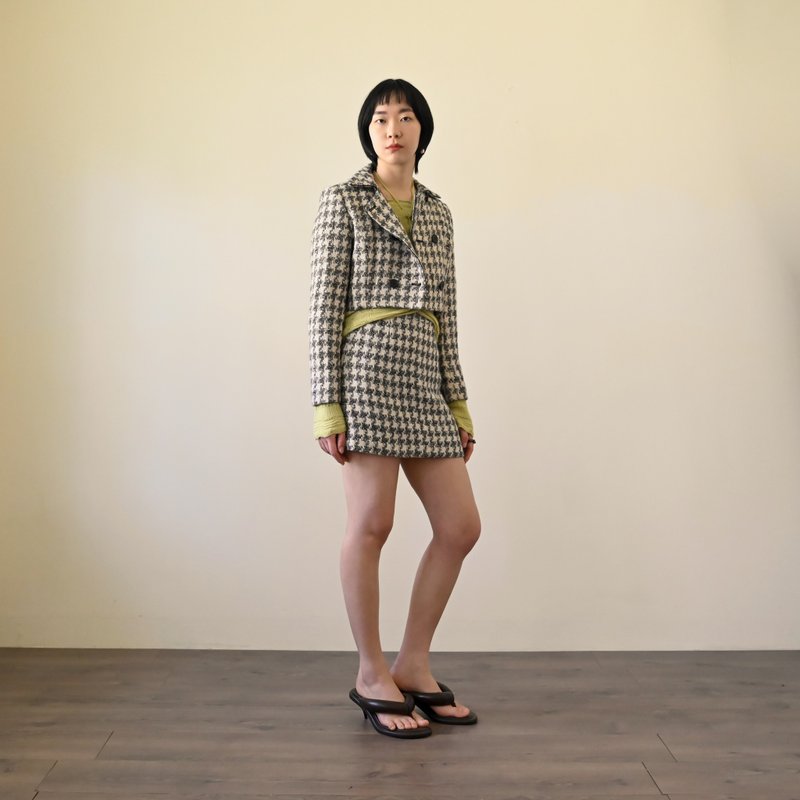 【NaSuBi Vintage】千鳥花柄ヴィンテージスーツ - ジャケット - ウール 