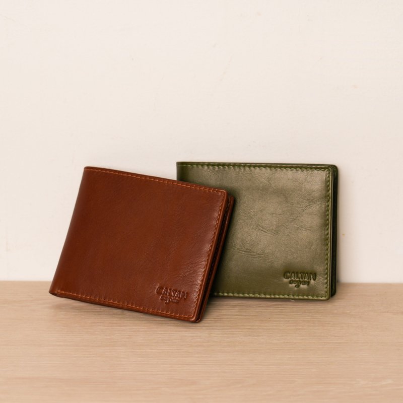 Genuine leather thin and light folding coin clip-075236 two colors - Wallets - Genuine Leather Brown