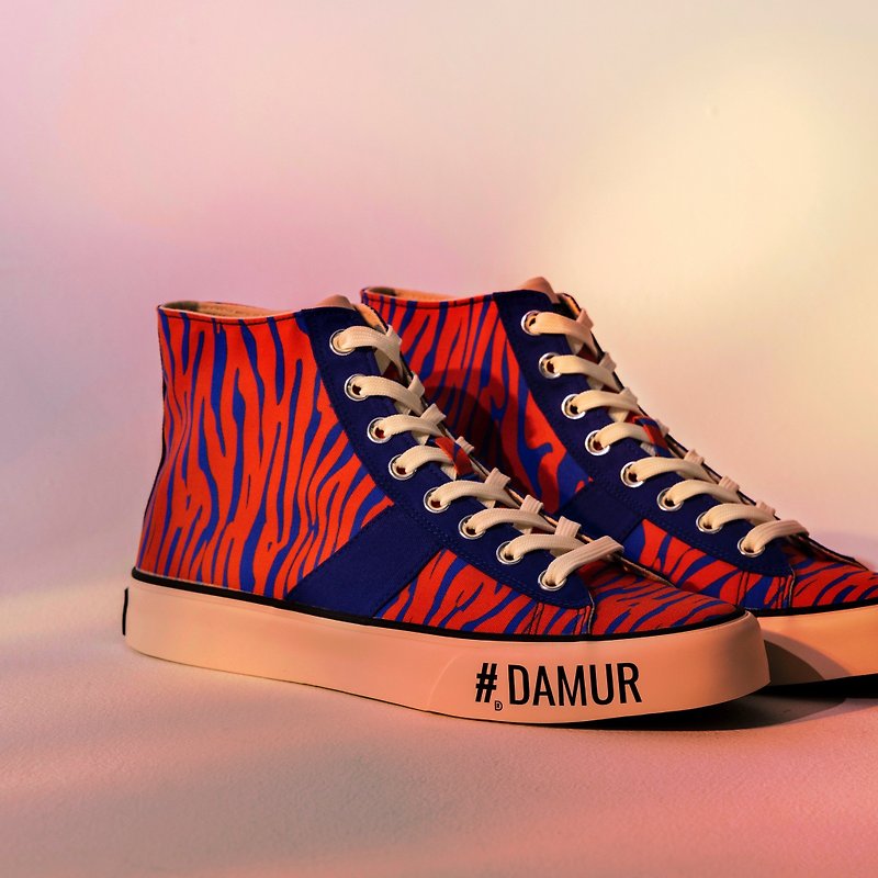 【男款】#DAMUR X ROYALELASTICS ZONE 聯名高筒帆布鞋 - 男款休閒鞋 - 棉．麻 多色
