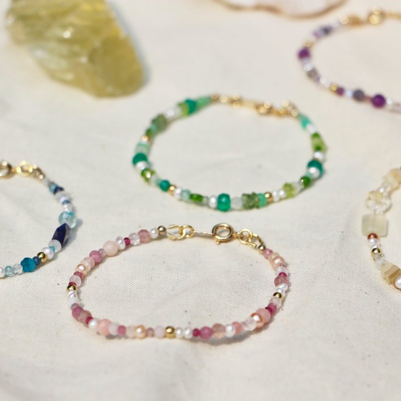 Hearing Five Natural Stone Beaded Bracelets - Bracelets - Semi-Precious Stones 