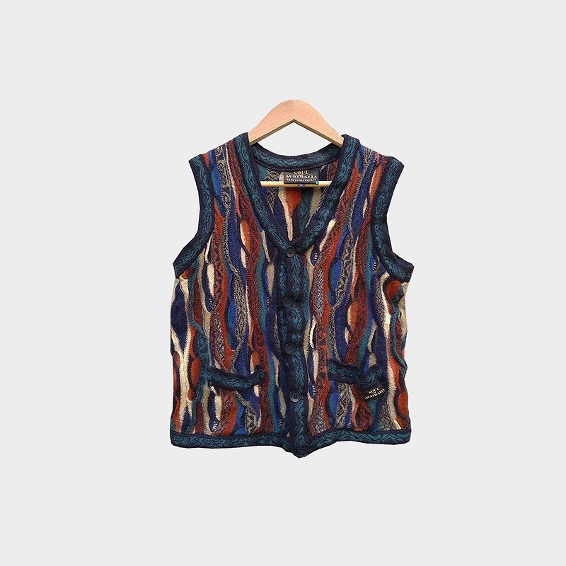 Vintage wool vest B41 - เสื้อกั๊กผู้หญิง - ขนแกะ สีน้ำเงิน