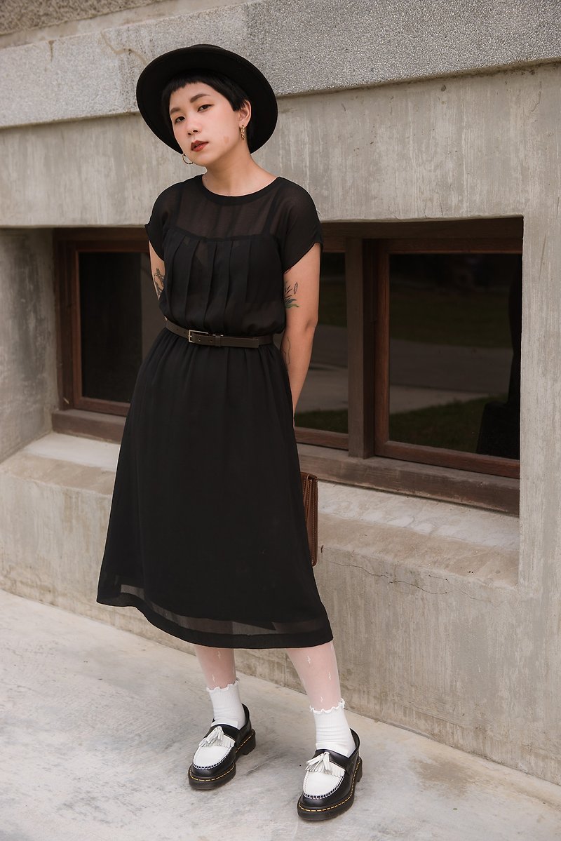 Awhile | Vintage Vintage sleeveless dress no.126 - One Piece Dresses - Polyester Black