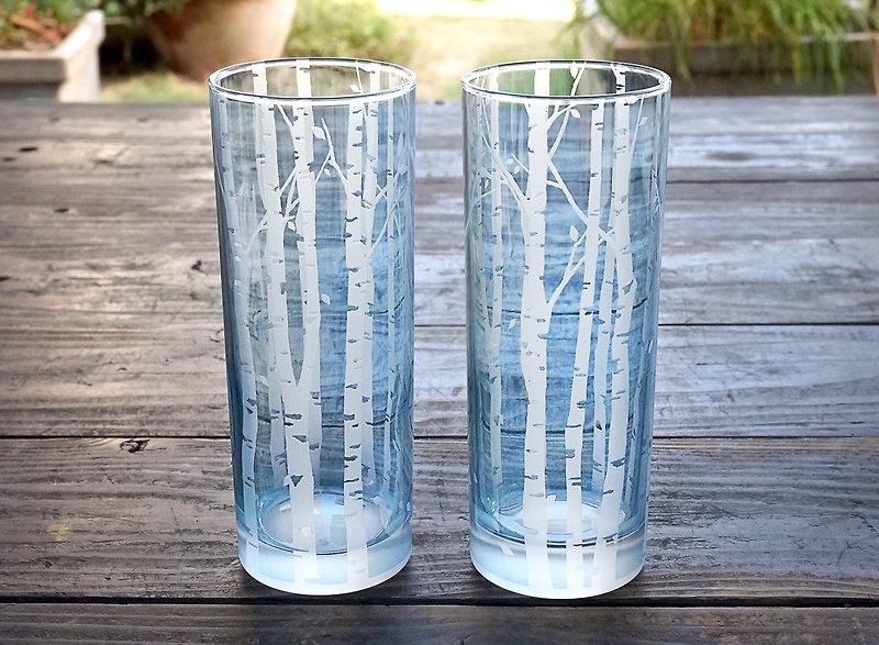 Birch forest/peony - Cups - Glass Blue