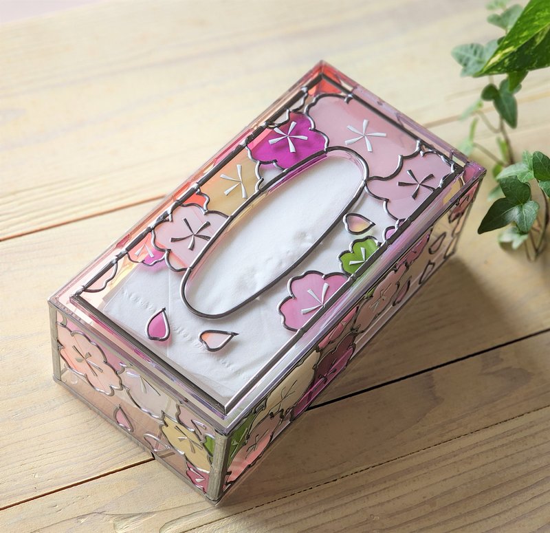 新春桜  グラスアート　ティッシュケース - 面紙盒 - 壓克力 多色