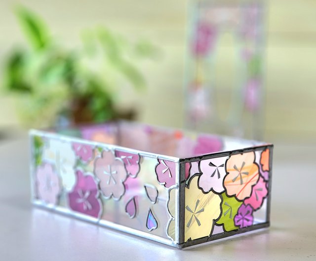 新春桜 グラスアート ティッシュケース - ショップ GlassArt RayColors