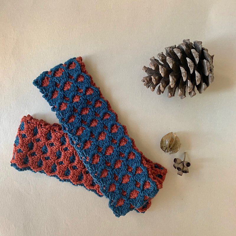 Crochet double sided headband  |  Organic cotton - เครื่องประดับผม - ผ้าฝ้าย/ผ้าลินิน สีน้ำเงิน